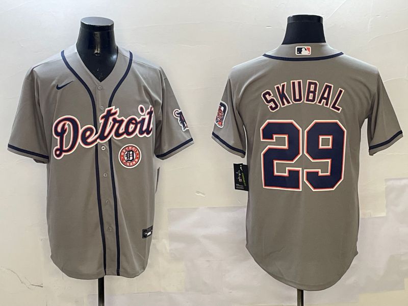 Men Detroit Tigers #29 Skubal Grey Game 2025 Nike MLB Jersey style 3126